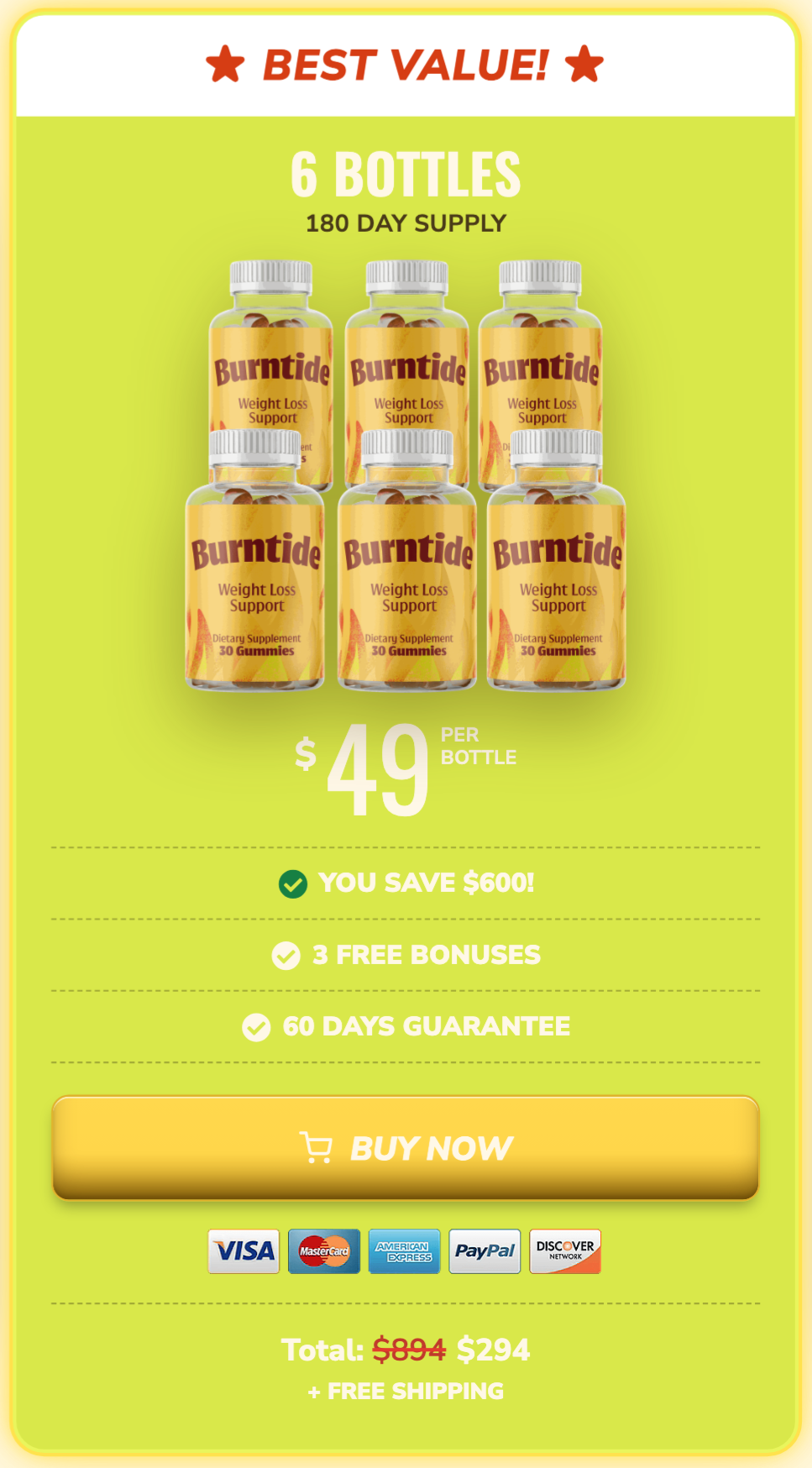 burntide 180 day supply